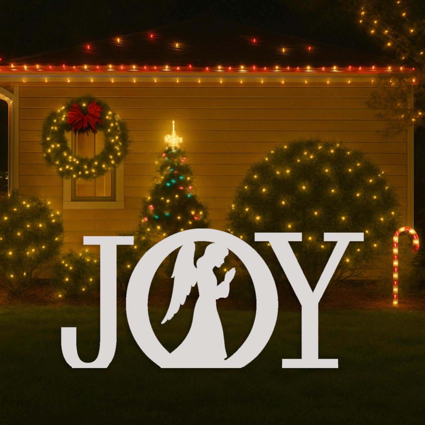JOY Dove Yard Display, All-Weather PVC Christmas Yard Art, Outdoor Holiday Decoration, Peace Dove Lawn Sculpture, Christian Yard Sign