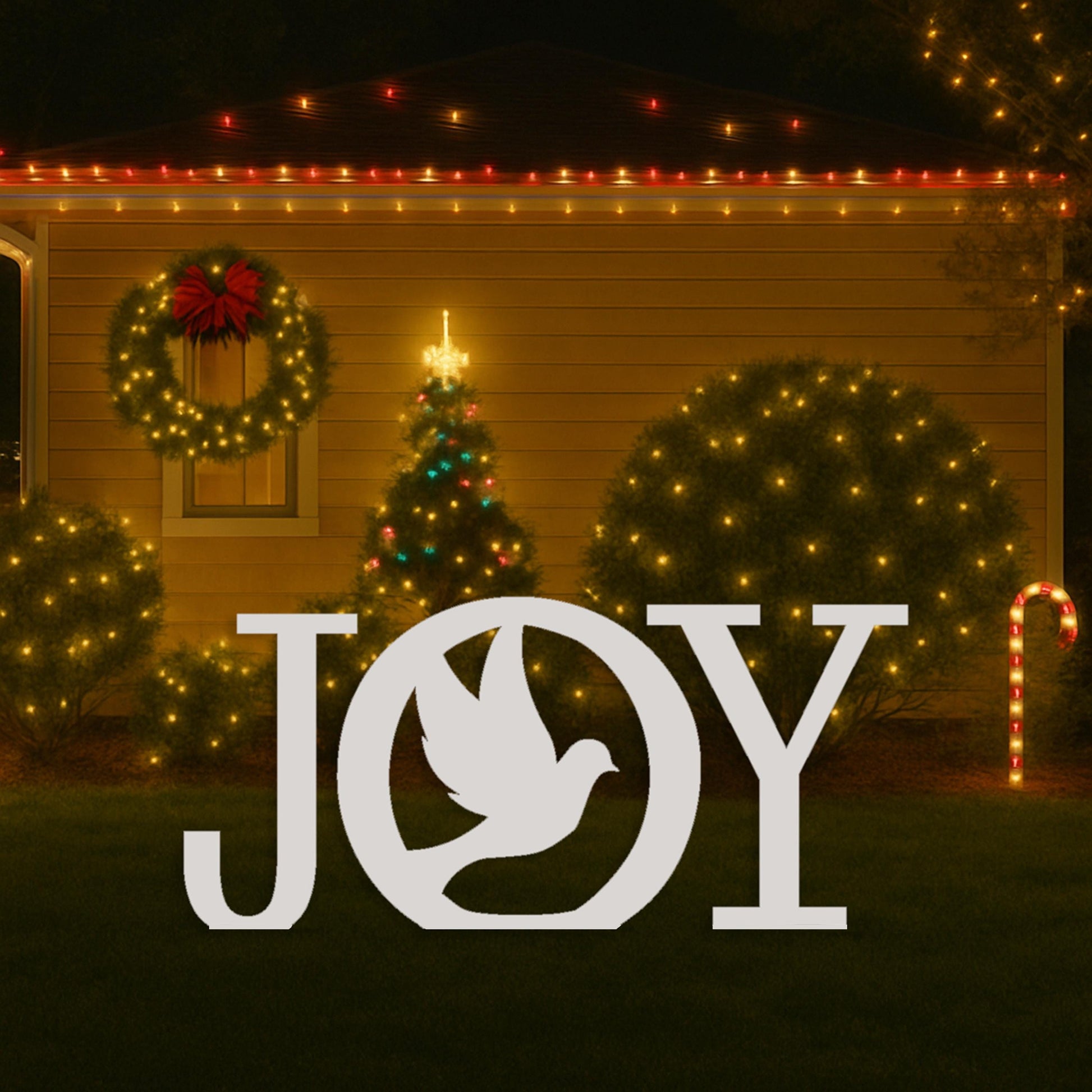 JOY Angel Yard Display, All-Weather PVC Christmas Yard Art, Outdoor Holiday Decoration, Angel Silhouette Lawn Sculpture, Christian Yard Sign
