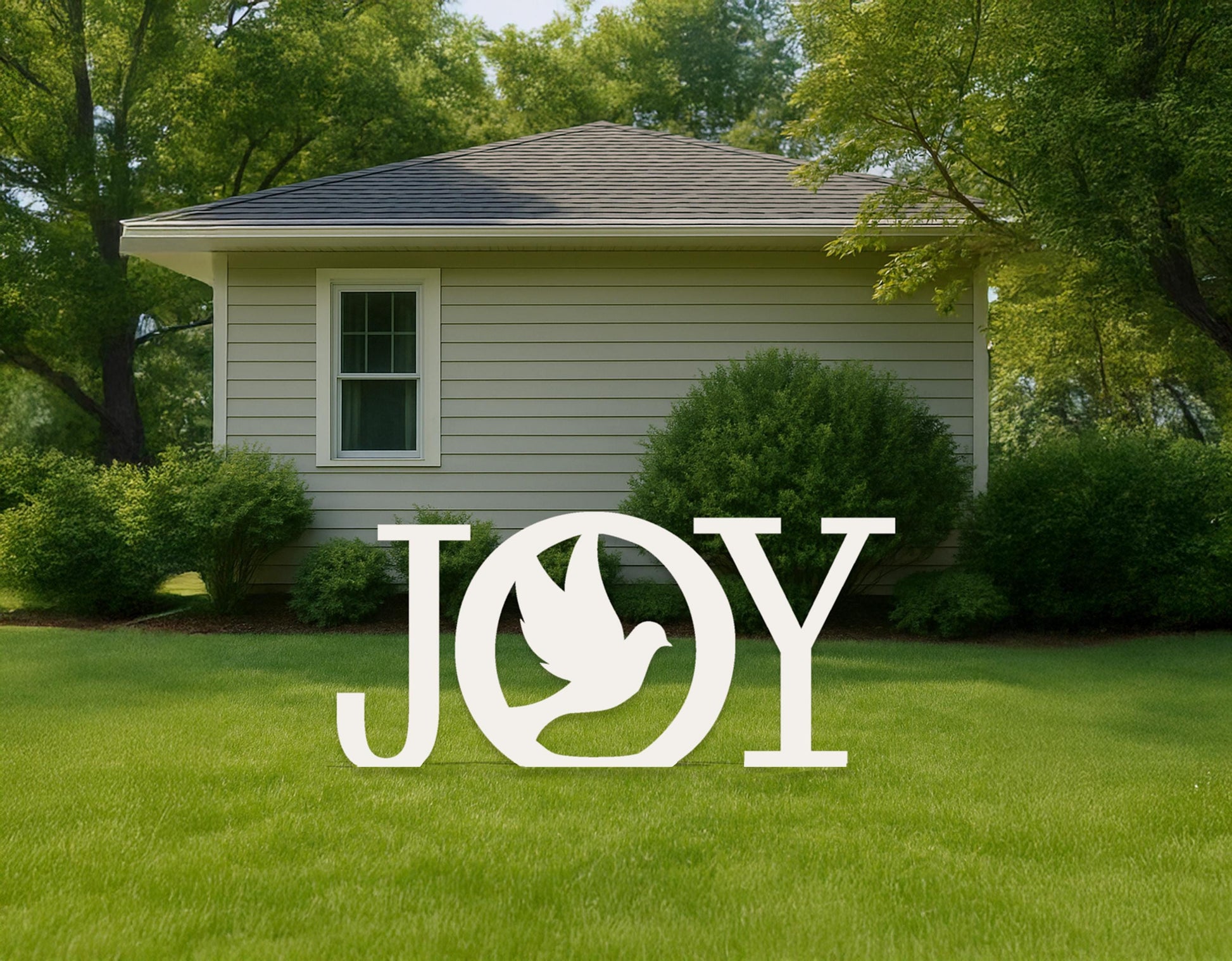 JOY Dove Yard Display, All-Weather PVC Christmas Yard Art, Outdoor Holiday Decoration, Peace Dove Lawn Sculpture, Christian Yard Sign