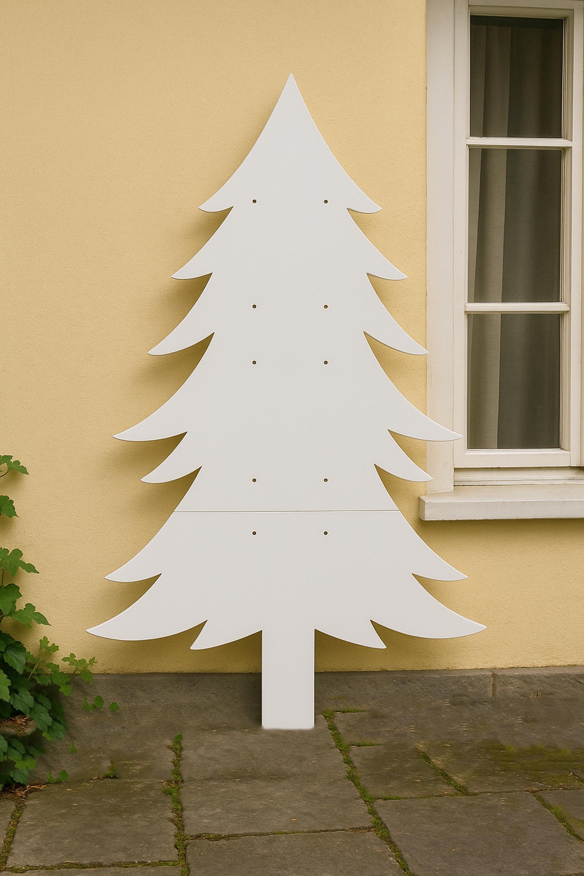 Large PVC Christmas Tree Yard Display, Outdoor Holiday Lawn Decoration, White Winter Tree Silhouette, Christmas Yard Art, Weatherproof Decor