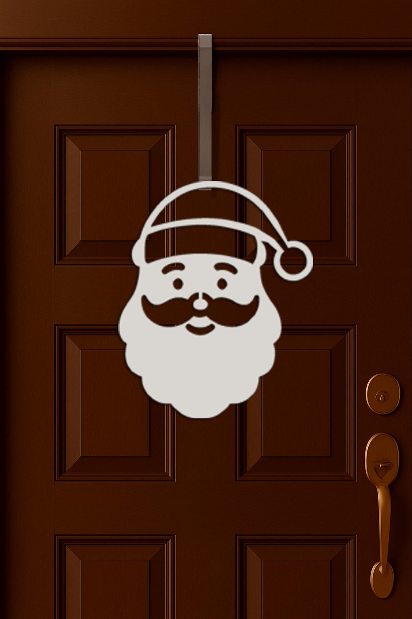 Outdoor Santa Face Christmas Sign, PVC Weatherproof Holiday Yard or Wall Decor, White Santa Porch Art, Modern Christmas Yard 