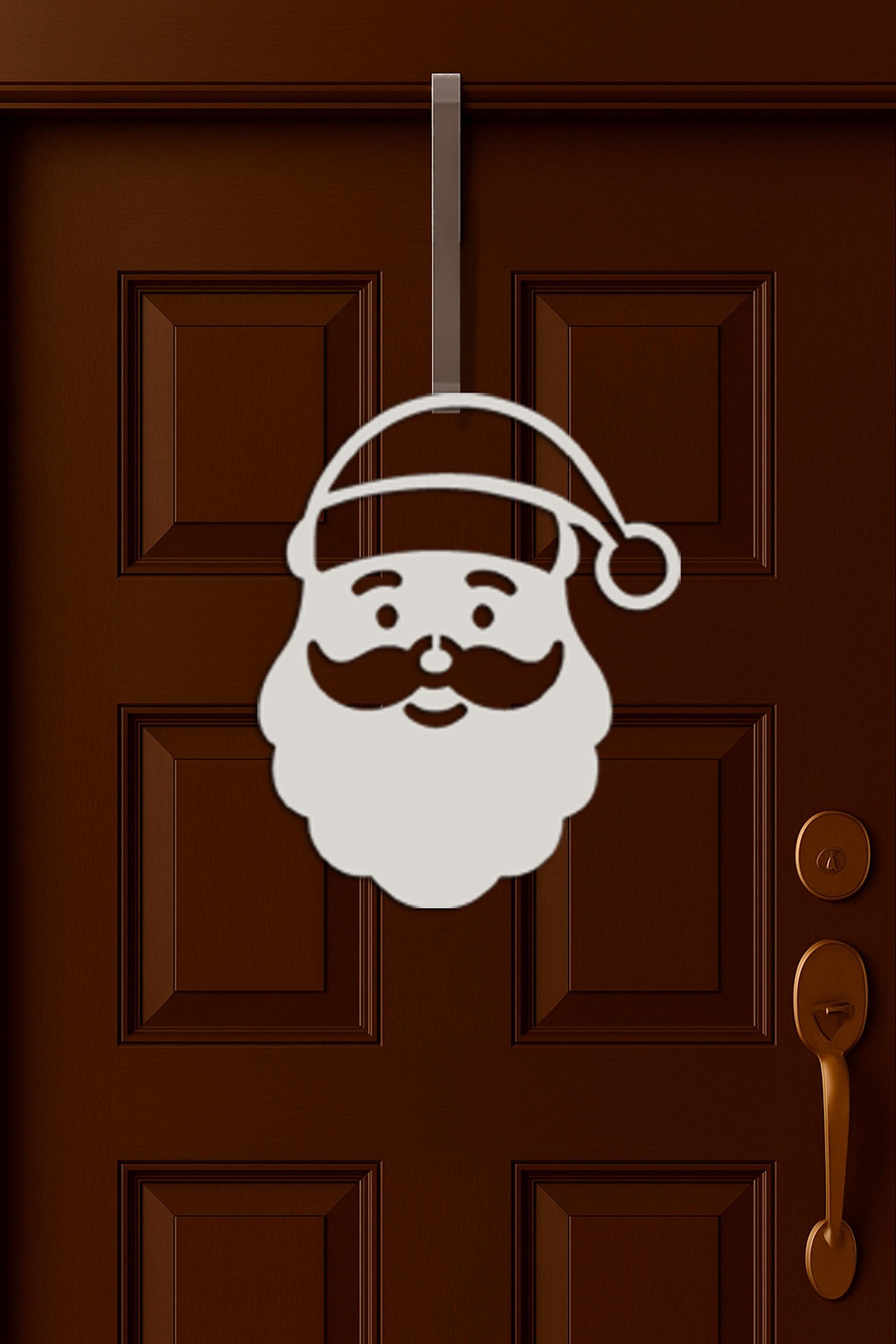Outdoor Santa Face Christmas Sign, PVC Weatherproof Holiday Yard or Wall Decor, White Santa Porch Art, Modern Christmas Yard 