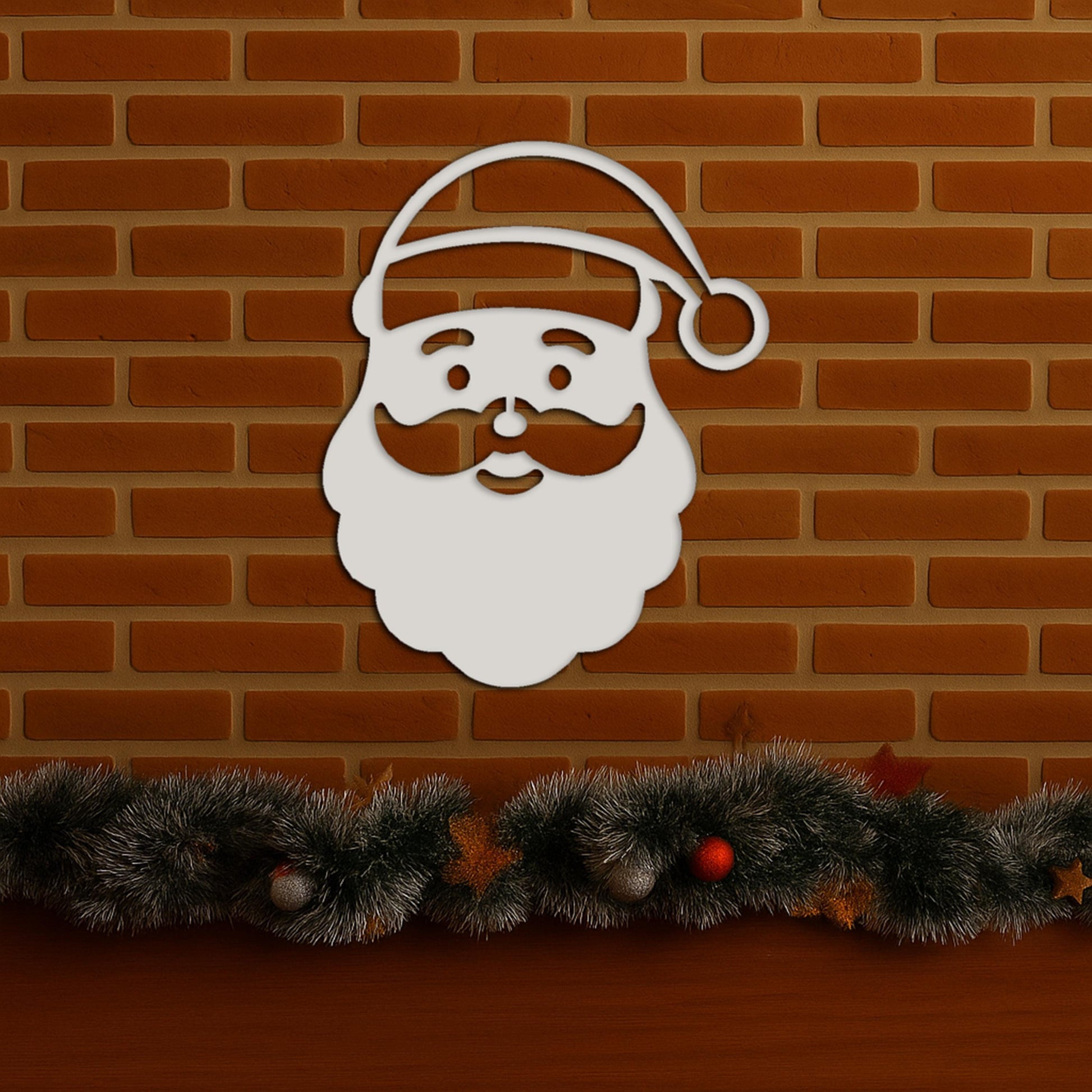 Outdoor Santa Face Christmas Sign, PVC Weatherproof Holiday Yard or Wall Decor, White Santa Porch Art, Modern Christmas Yard 