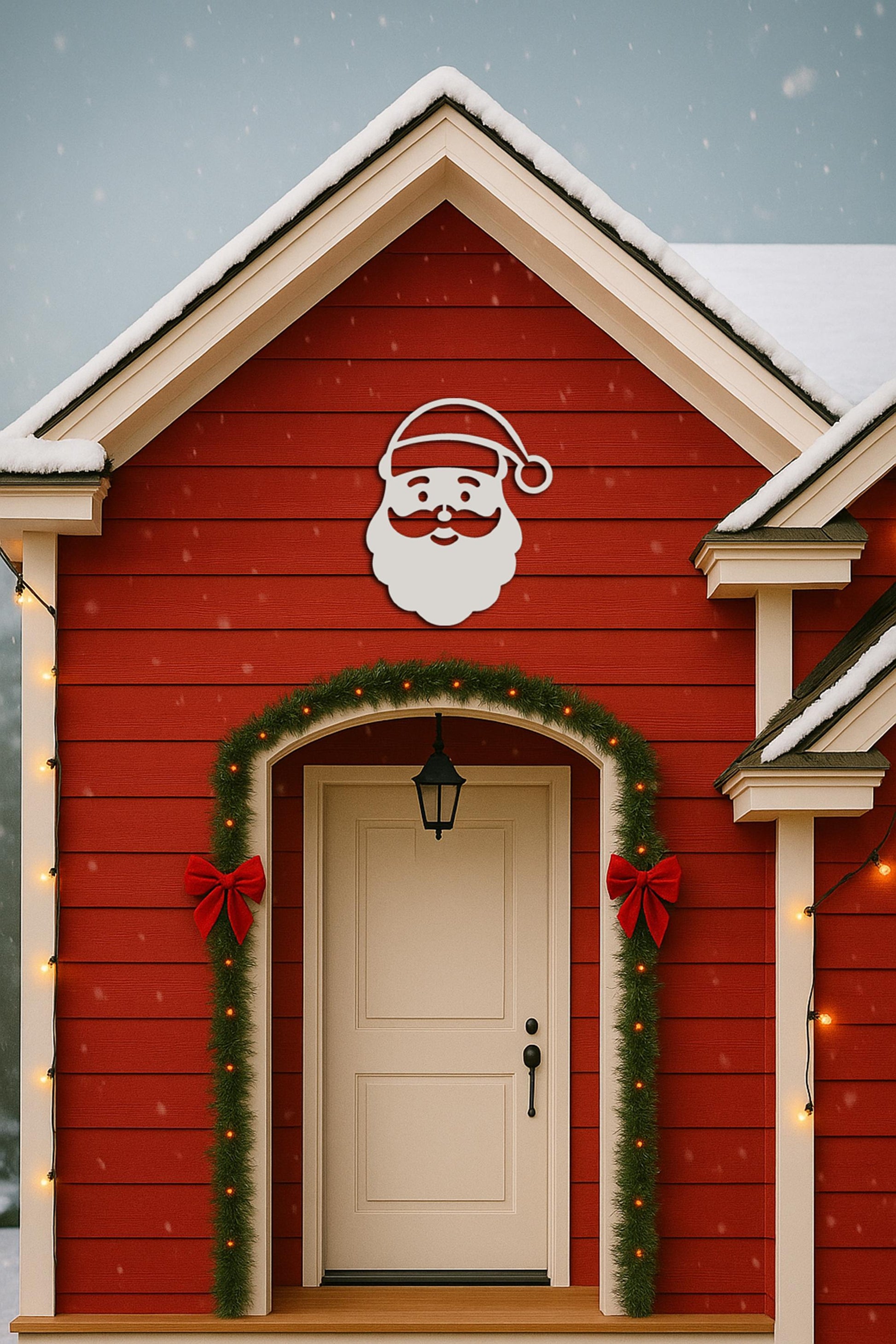 PVC Santa Face Wall Sign, Outdoor Christmas Decoration, Weatherproof Santa Wall Art, Holiday Porch or Yard Decor, Modern Xmas