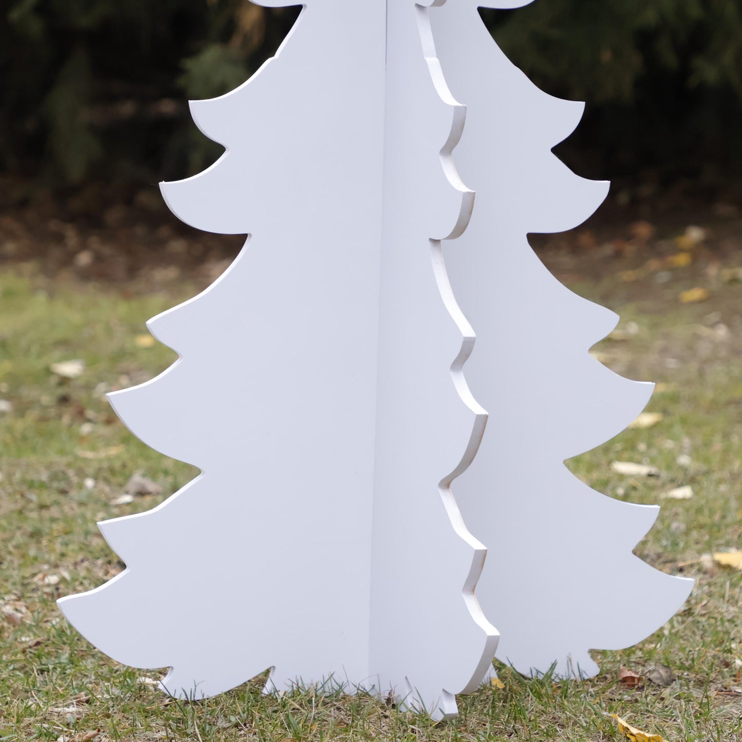 Set of 2  Christmas Tree Yard Displays, All-Weather PVC Holiday Decoration, 4 Ft Indoor Outdoor Tree Set, Winter Wonderland Garden Decor