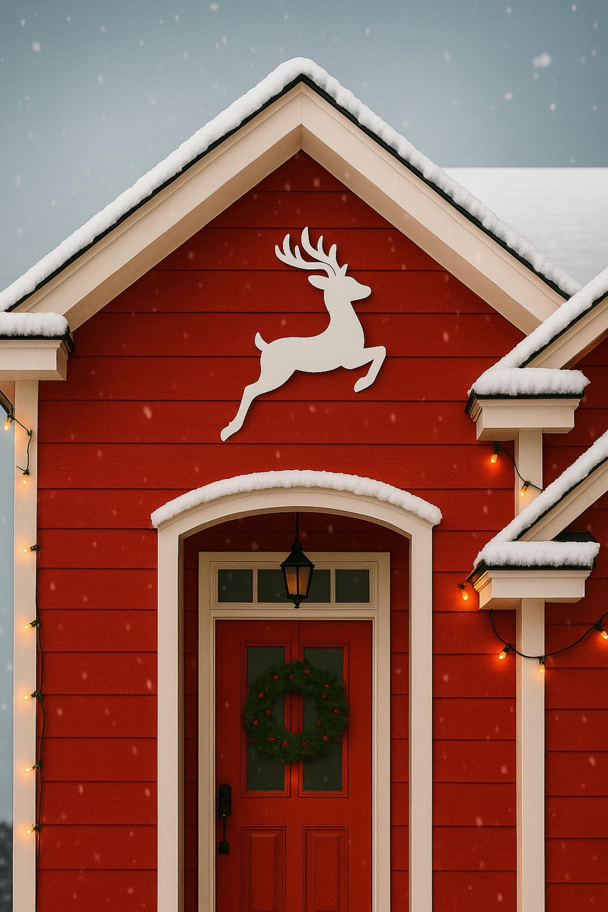 PVC Reindeer Yard Art, Outdoor Christmas Deer Silhouette, Weatherproof Holiday Decor, Modern PVC Wall or Door Sign, Winter Po