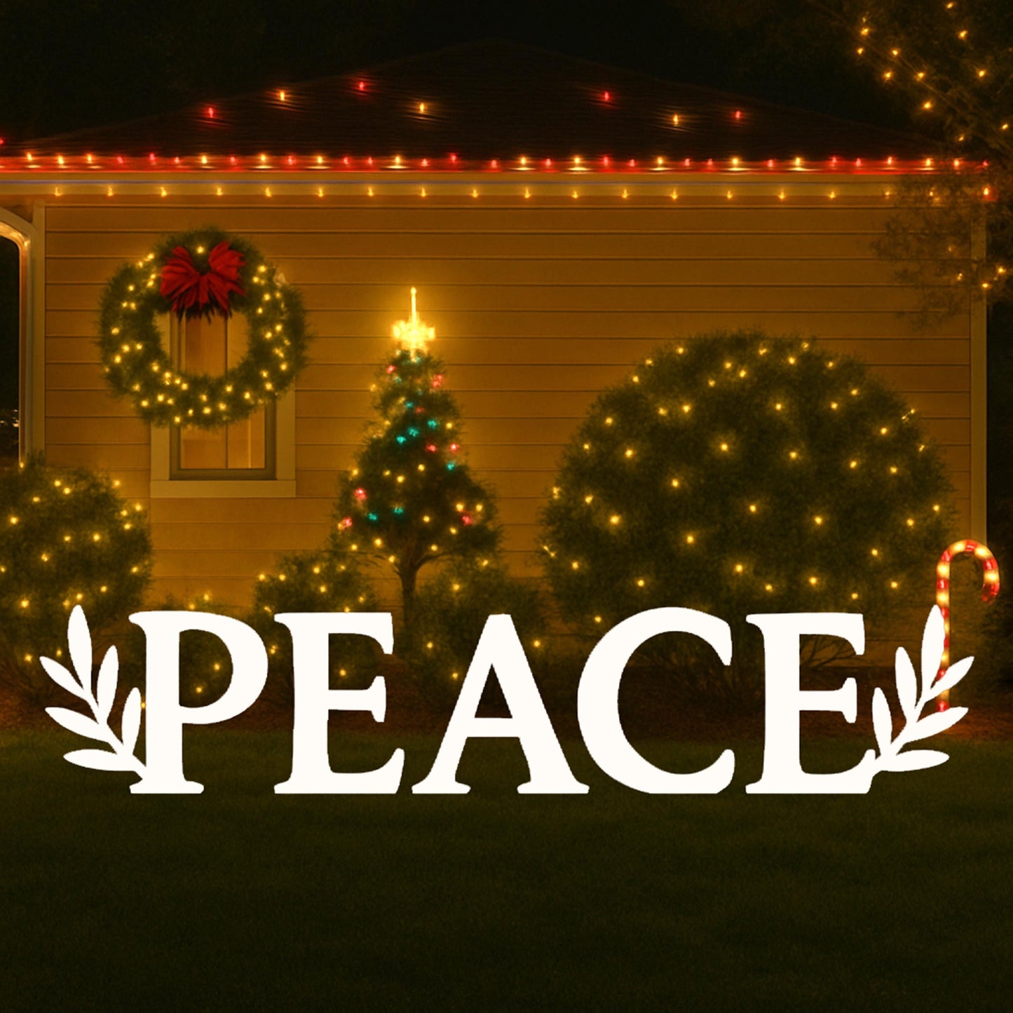 PEACE PVC Yard Sign, Outdoor Christmas Word Art, Holiday Lawn & Garden Decor, Weatherproof White Yard Letters Display