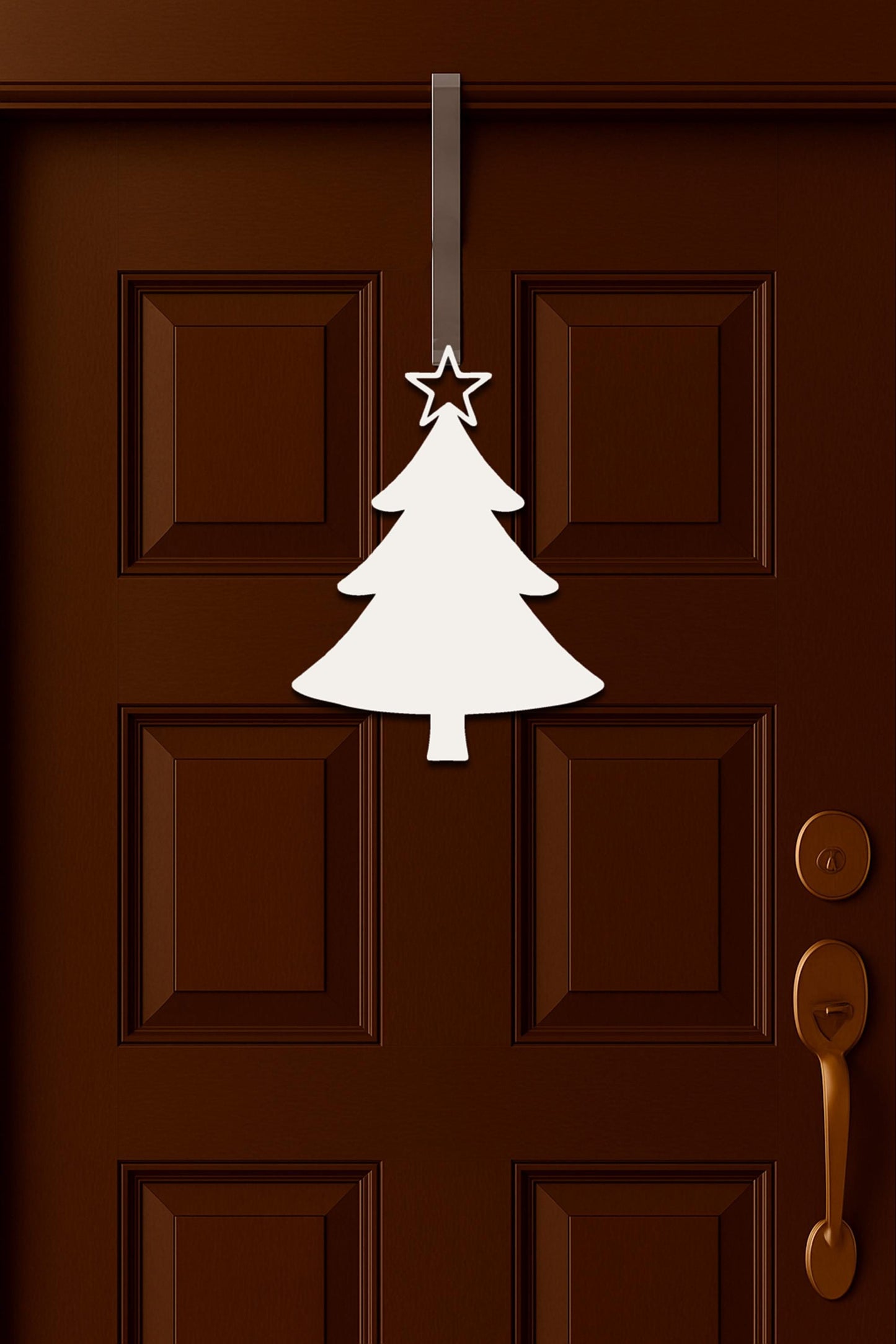 PVC Christmas Tree Door Sign, Weatherproof Holiday Wall Hanging, Minimalist Outdoor Christmas Decor, Winter Porch Art, Holida