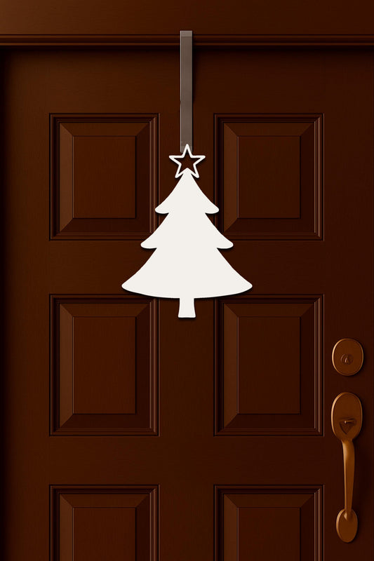 PVC Christmas Tree Door Sign, Weatherproof Holiday Wall Hanging, Minimalist Outdoor Christmas Decor, Winter Porch Art, Holida