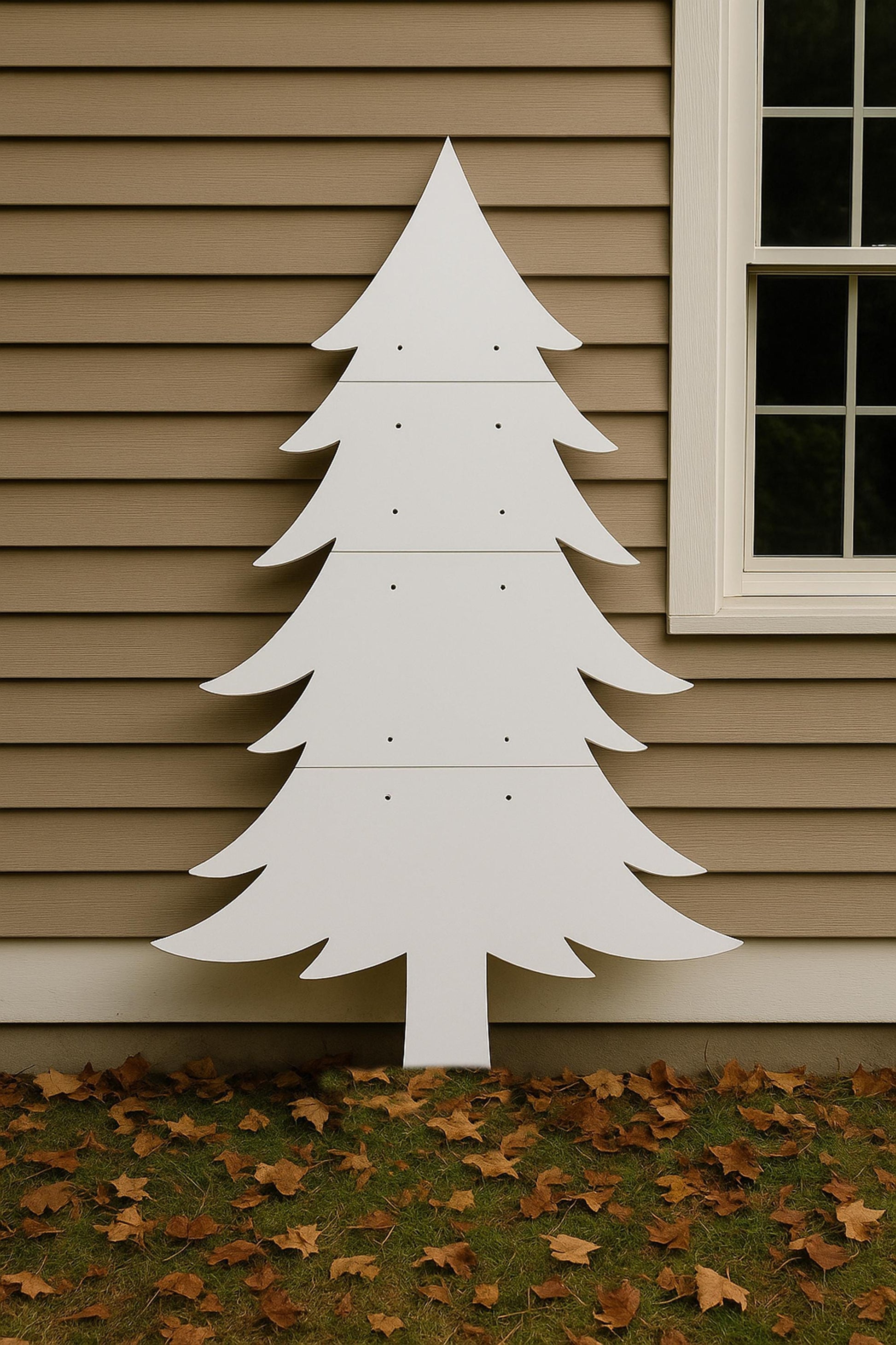 Large PVC Christmas Tree Yard Display, Outdoor Holiday Lawn Decoration, White Winter Tree Silhouette, Christmas Yard Art, Weatherproof Decor