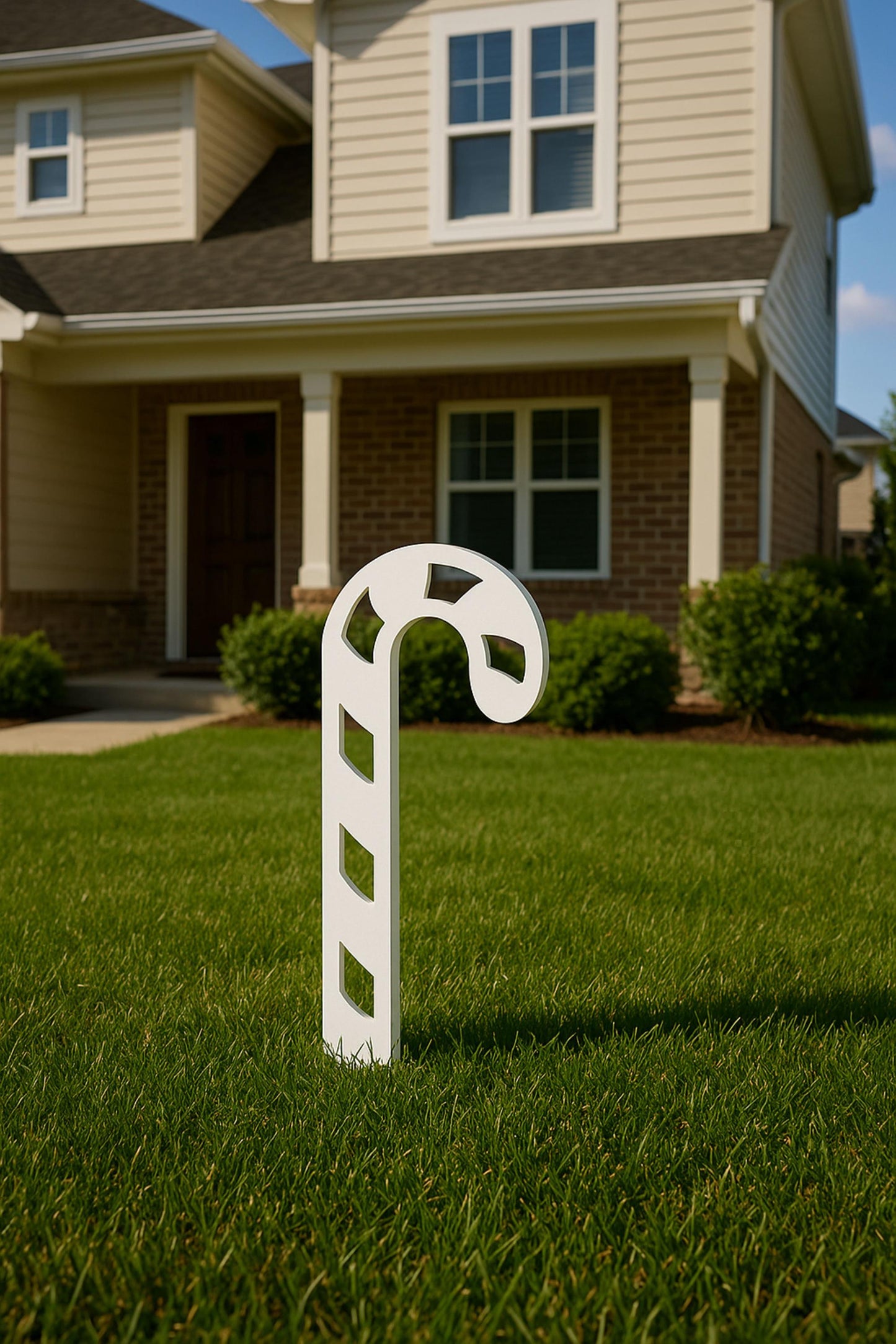 PVC Candy Cane Yard Stake, Outdoor Christmas Lawn Decoration, Weatherproof Holiday Yard Art, Modern PVC Candy Cane Decor