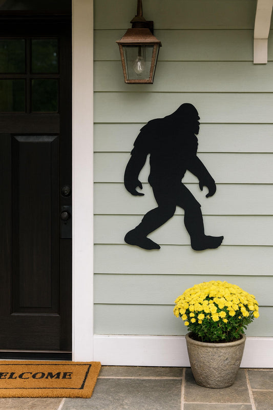 Bigfoot Porch Sign, Outdoor Sasquatch Door Decor, PVC Front Door Accent, Rustic Cabin Porch Wall Art, Bigfoot Silhouette Outd