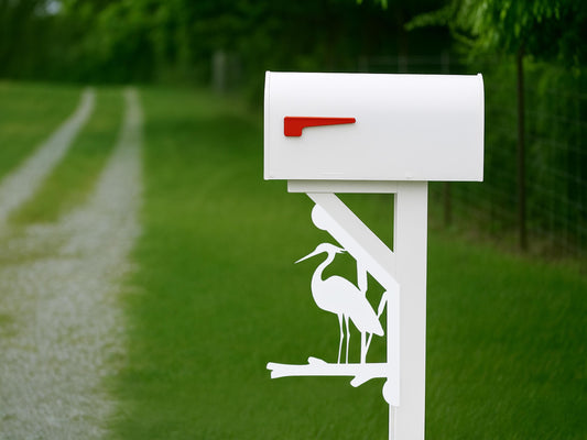 Heron Mailbox Bracket, Coastal Bird Mailbox Decor, Waterproof PVC Outdoor Sign, Nature House Mailbox Accent