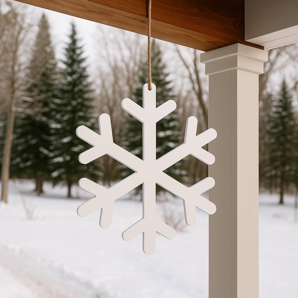 PVC Snowflake Porch Decor, All-Weather Holiday Yard Art, Winter Outdoor Hanging Decoration, Christmas Garden Decor
