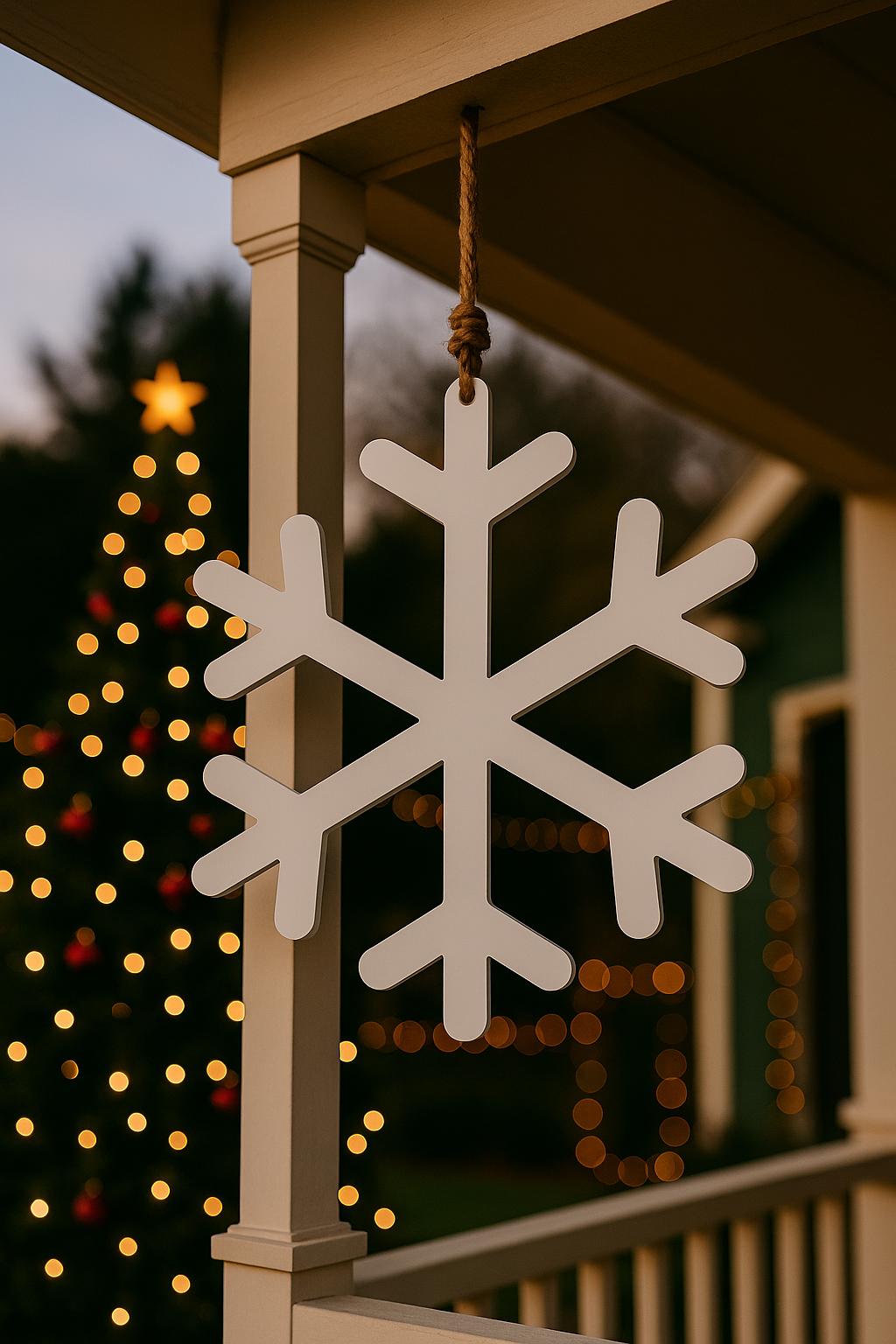PVC Snowflake Porch Decor, All-Weather Holiday Yard Art, Winter Outdoor Hanging Decoration, Christmas Garden Decor