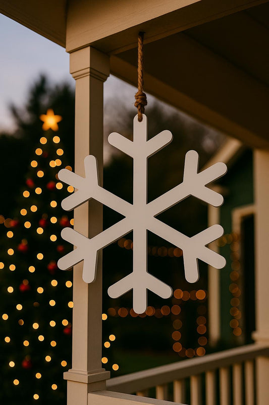 PVC Snowflake Porch Decor, All-Weather Holiday Yard Art, Winter Outdoor Hanging Decoration, Christmas Garden Decor