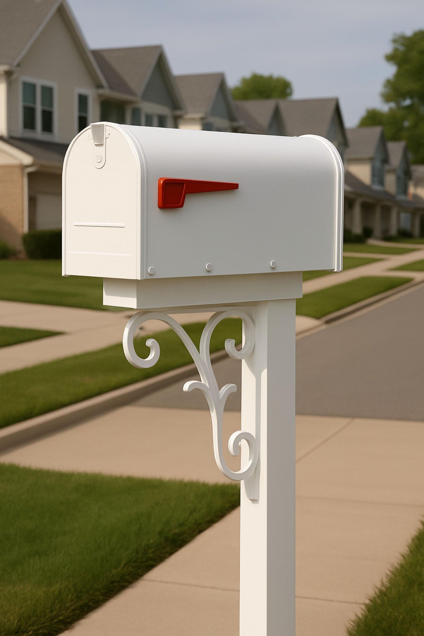 Decorative Mailbox Bracket, PVC Outdoor Yard Decor, Scroll Mailbox Bracket for Curb Appeal