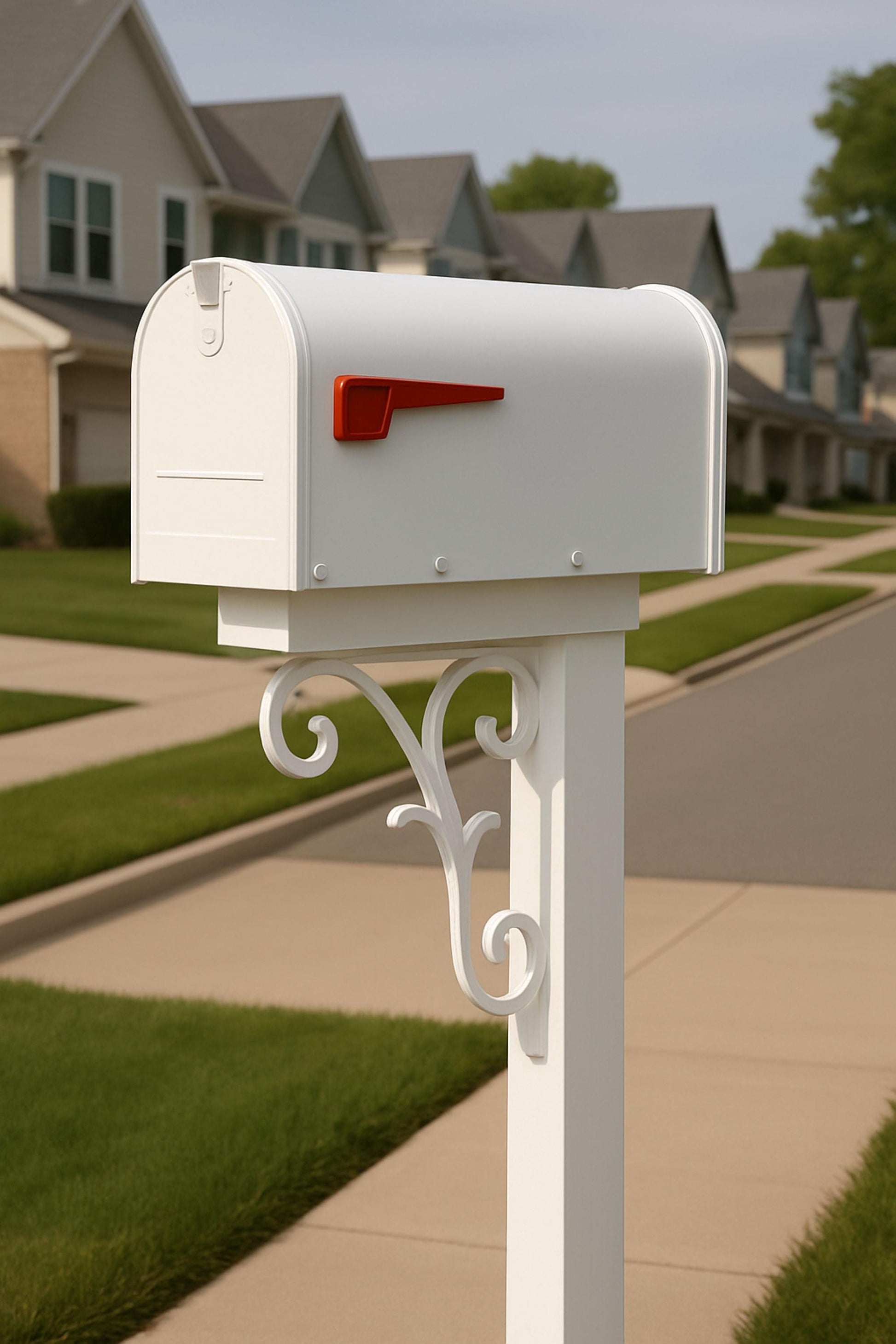 Decorative Mailbox Bracket, PVC Outdoor Yard Decor, Scroll Mailbox Bracket for Curb Appeal