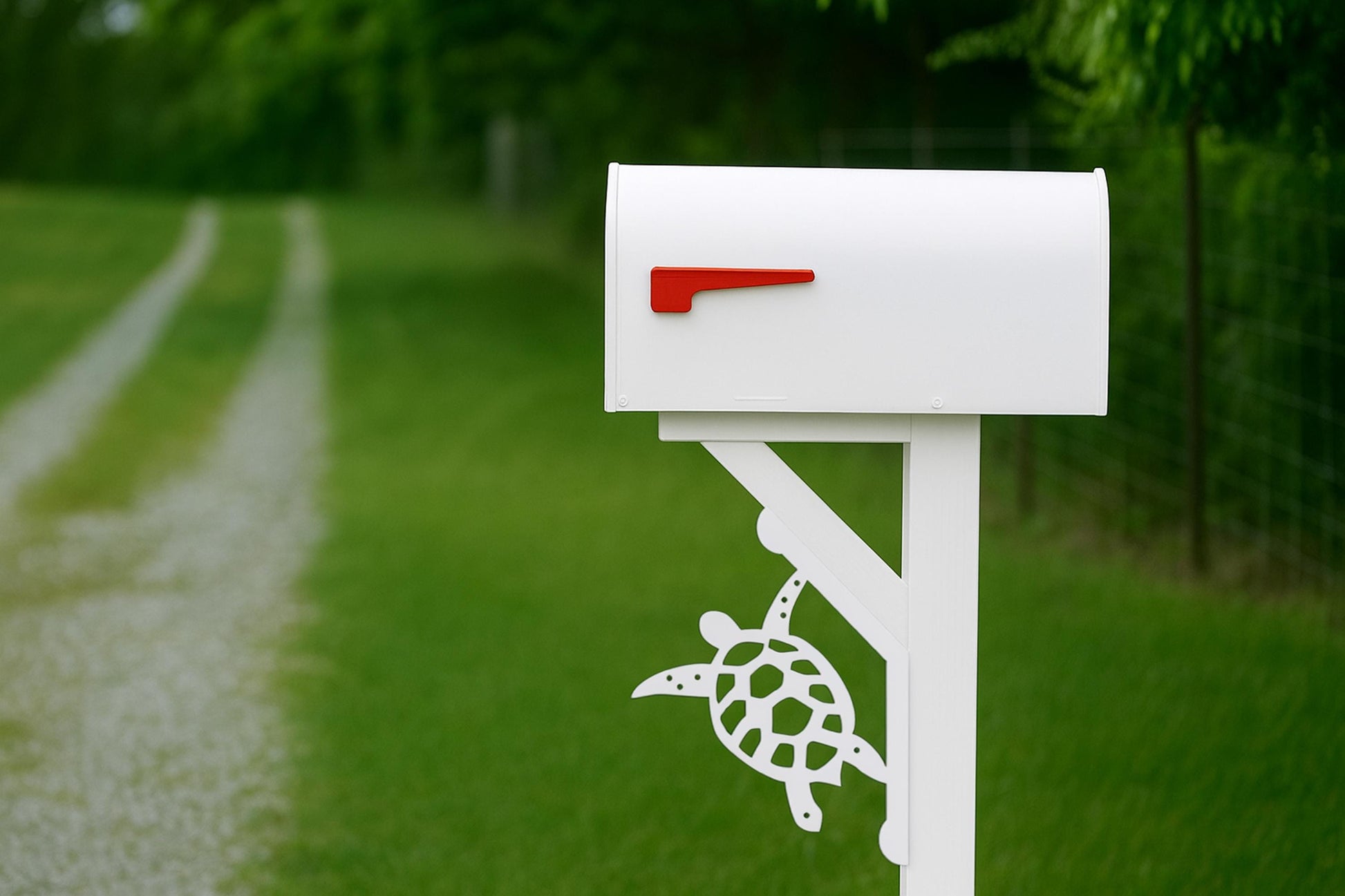 Mailbox Bracket with Turtle Design, PVC Outdoor Mailbox Decor, Coastal Mailbox Post Accent