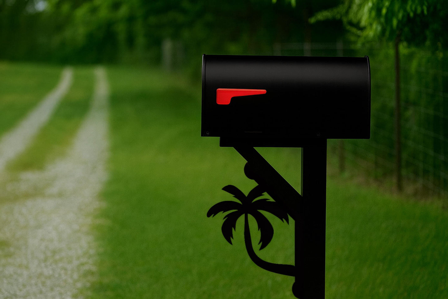 Palm Tree Mailbox Bracket, PVC Outdoor Mailbox Post Decor, Coastal Mailbox Mount, All-Weather Tropical Yard Art