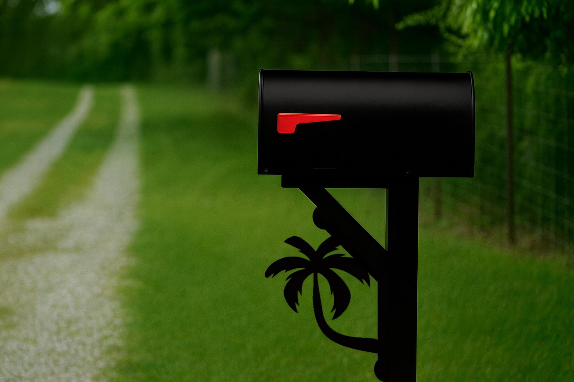 Palm Tree Mailbox Bracket, PVC Outdoor Mailbox Post Decor, Coastal Mailbox Mount, All-Weather Tropical Yard Art