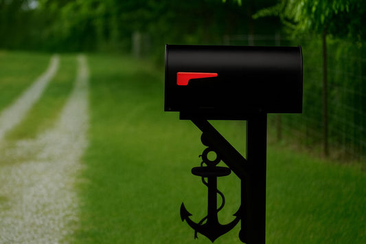 Anchor Mailbox Bracket, Coastal Mailbox Decor, Nautical Outdoor PVC Yard Art, Beach House Mailbox Post Accent
