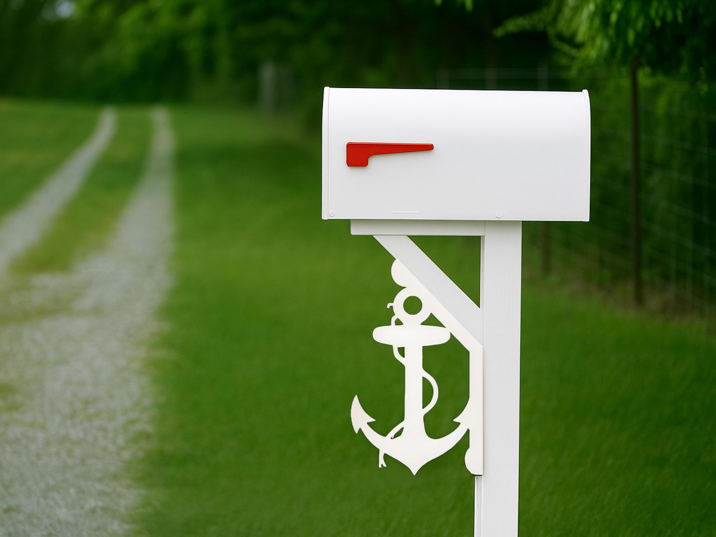 Anchor Mailbox Bracket, Coastal Mailbox Decor, Nautical Outdoor PVC Yard Art, Beach House Mailbox Post Accent