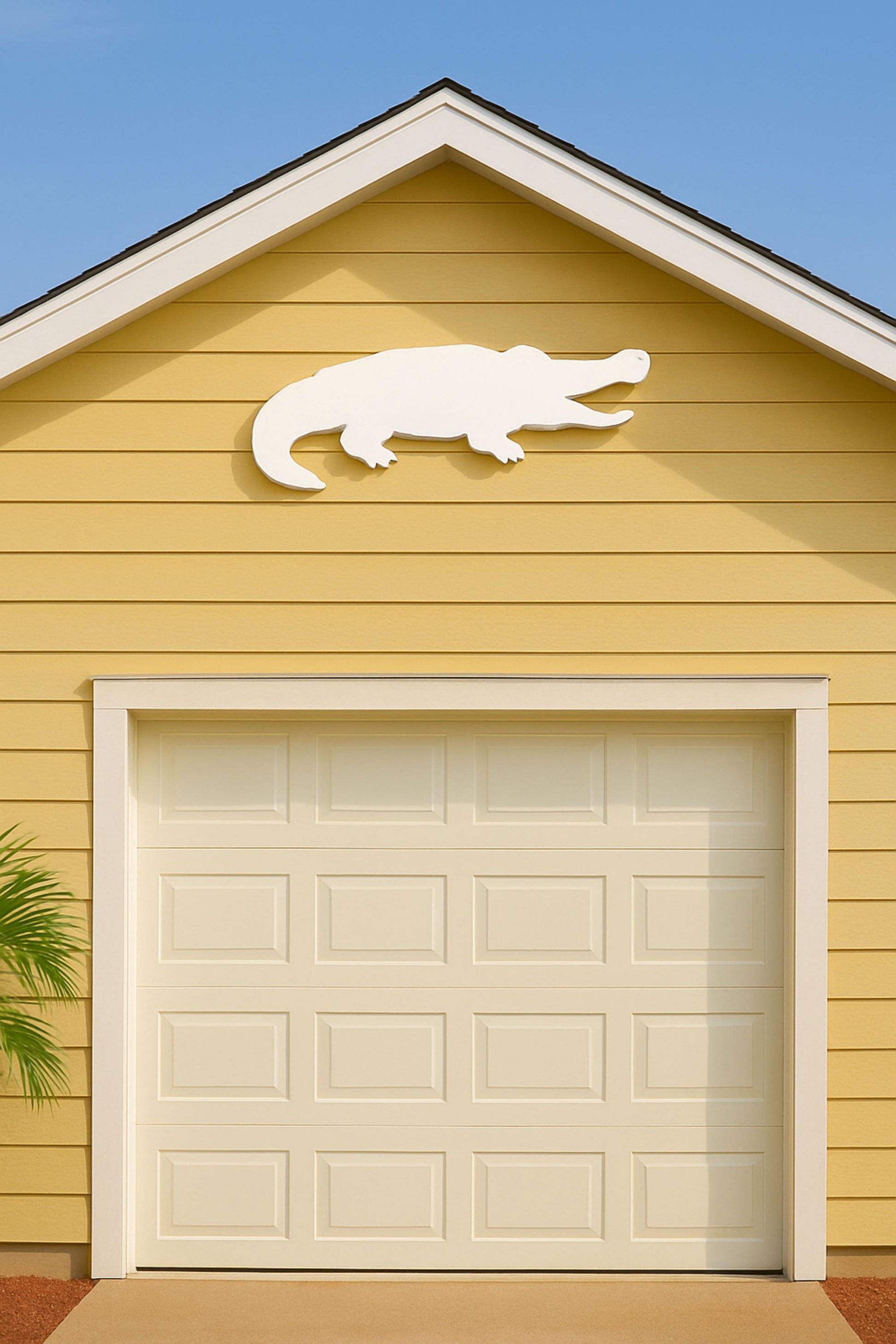 Alligator Wall Decor for Garage Gable, Outdoor PVC Gator Silhouette, Coastal & Southern Exterior Home Accent