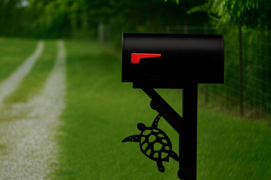 Mailbox Bracket with Turtle Design, PVC Outdoor Mailbox Decor, Coastal Mailbox Post Accent