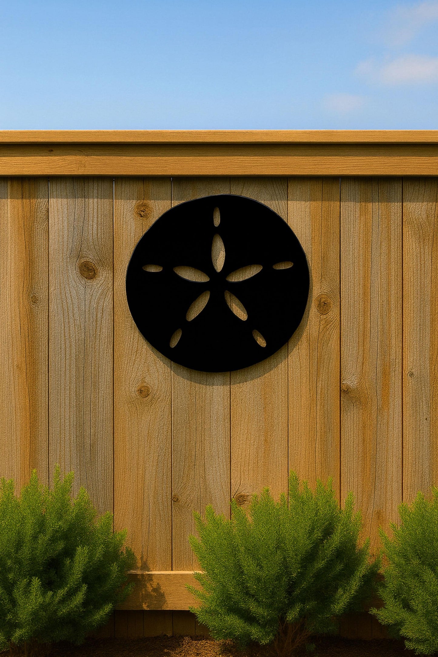 Sand Dollar Wall Decor, Coastal Outdoor Wall Art, Nautical PVC Wall Sign, Beach House Fence Decor, Large Round Coastal Wall A