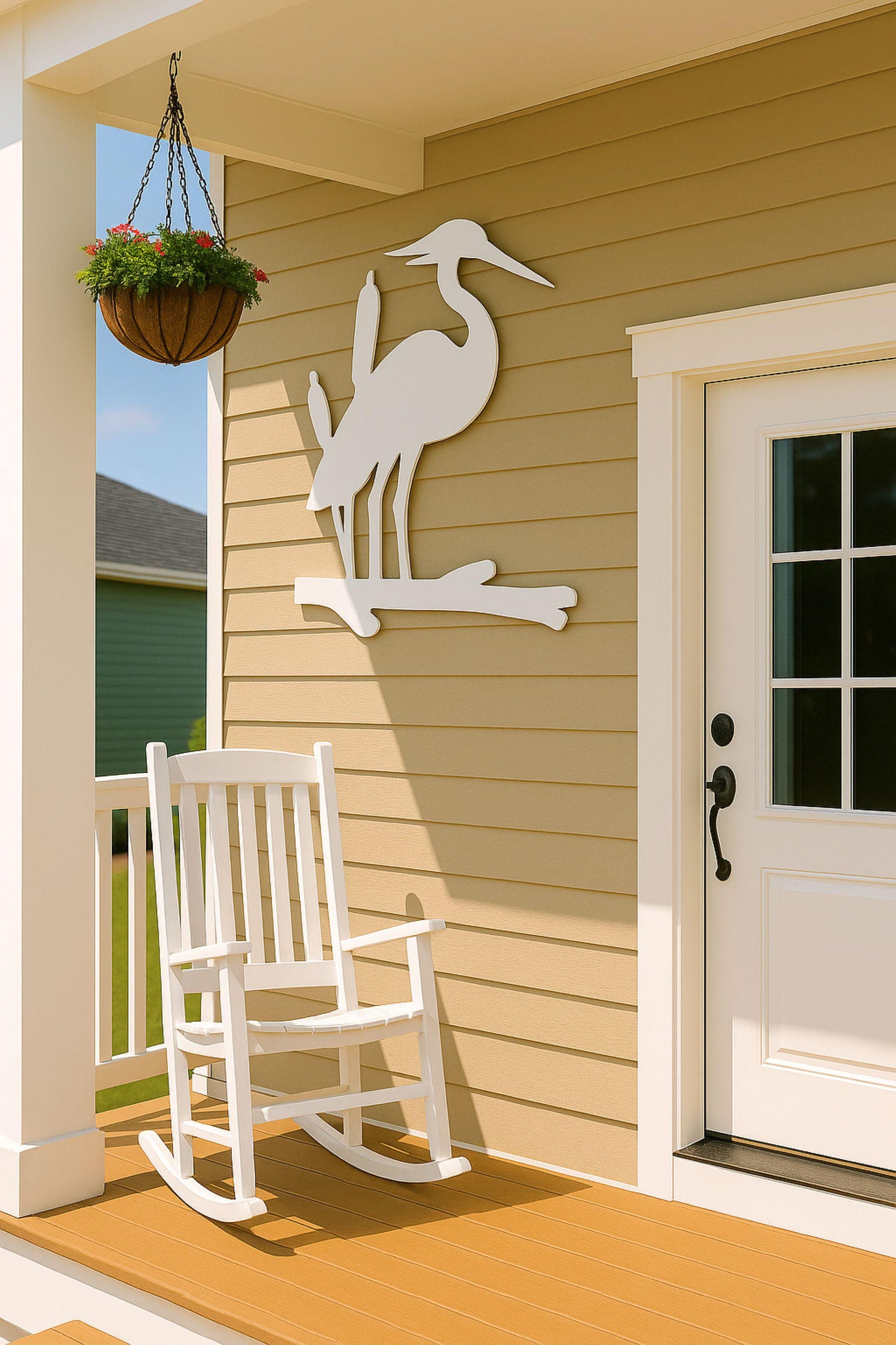 Black Heron Wall Decor, Coastal Outdoor Wall Art, Beach House Decor, Large PVC Heron Sign, Nautical Porch Fence Patio Wall Ar