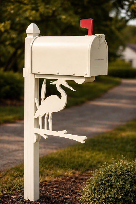 Heron Mailbox Bracket, Coastal Bird Decor, Weatherproof PVC Mailbox Accent