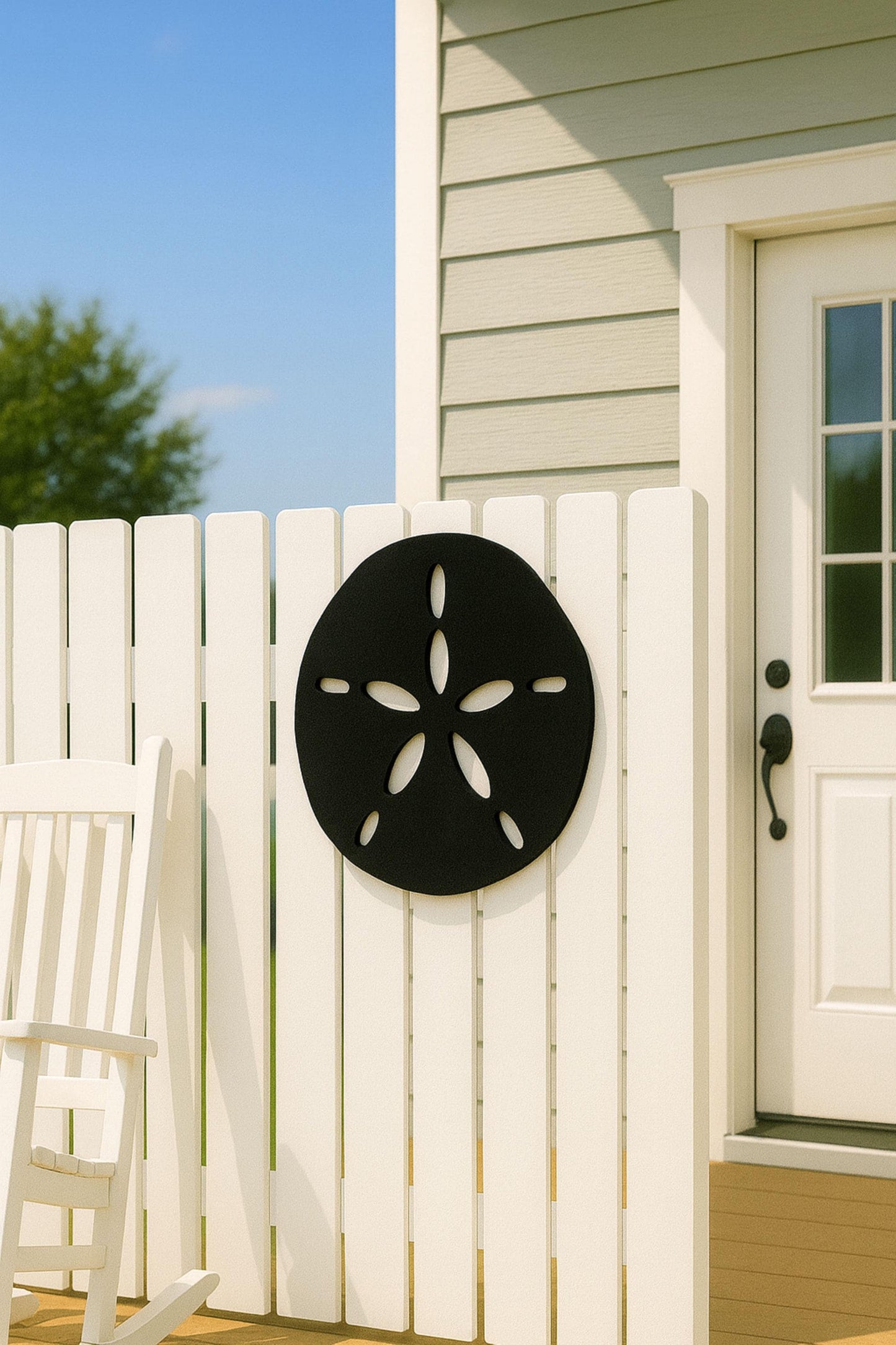 Sand Dollar Wall Decor, Coastal Outdoor Wall Art, Nautical PVC Wall Sign, Beach House Fence Decor, Large Round Coastal Wall A
