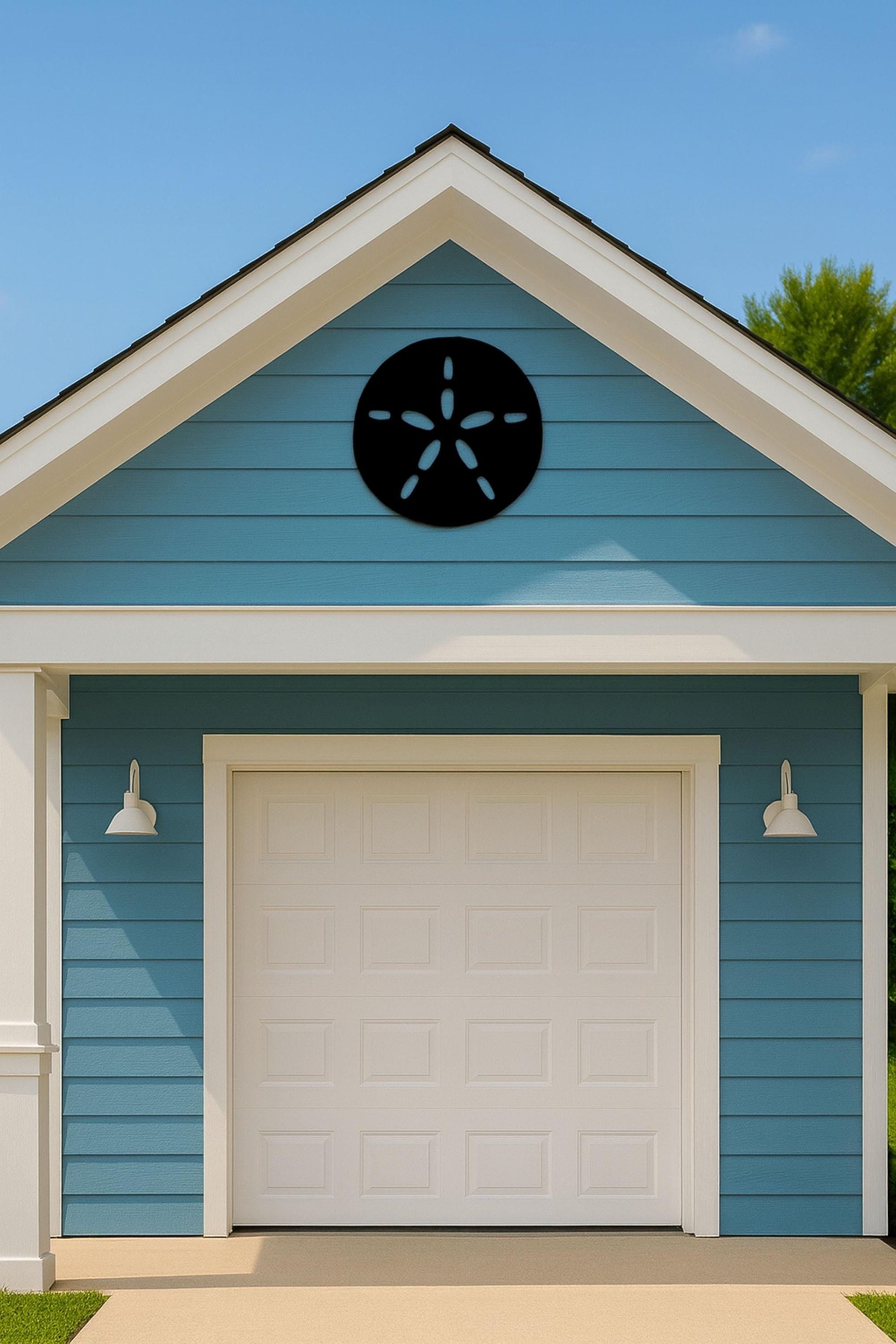 Sand Dollar Wall Decor, Coastal Outdoor Wall Art, Nautical PVC Wall Sign, Beach House Fence Decor, Large Round Coastal Wall A